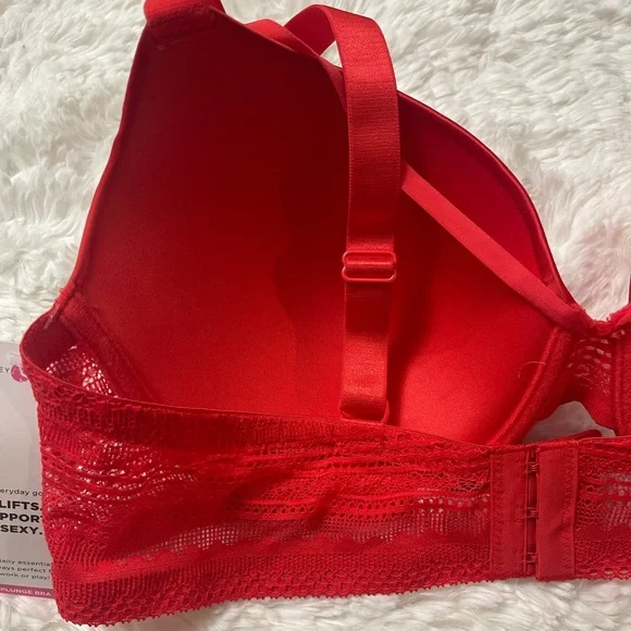 Ashley Stewart Lace Underwired Red T-Shirt Bra T-Shirt 38C - Picture 11 of 15